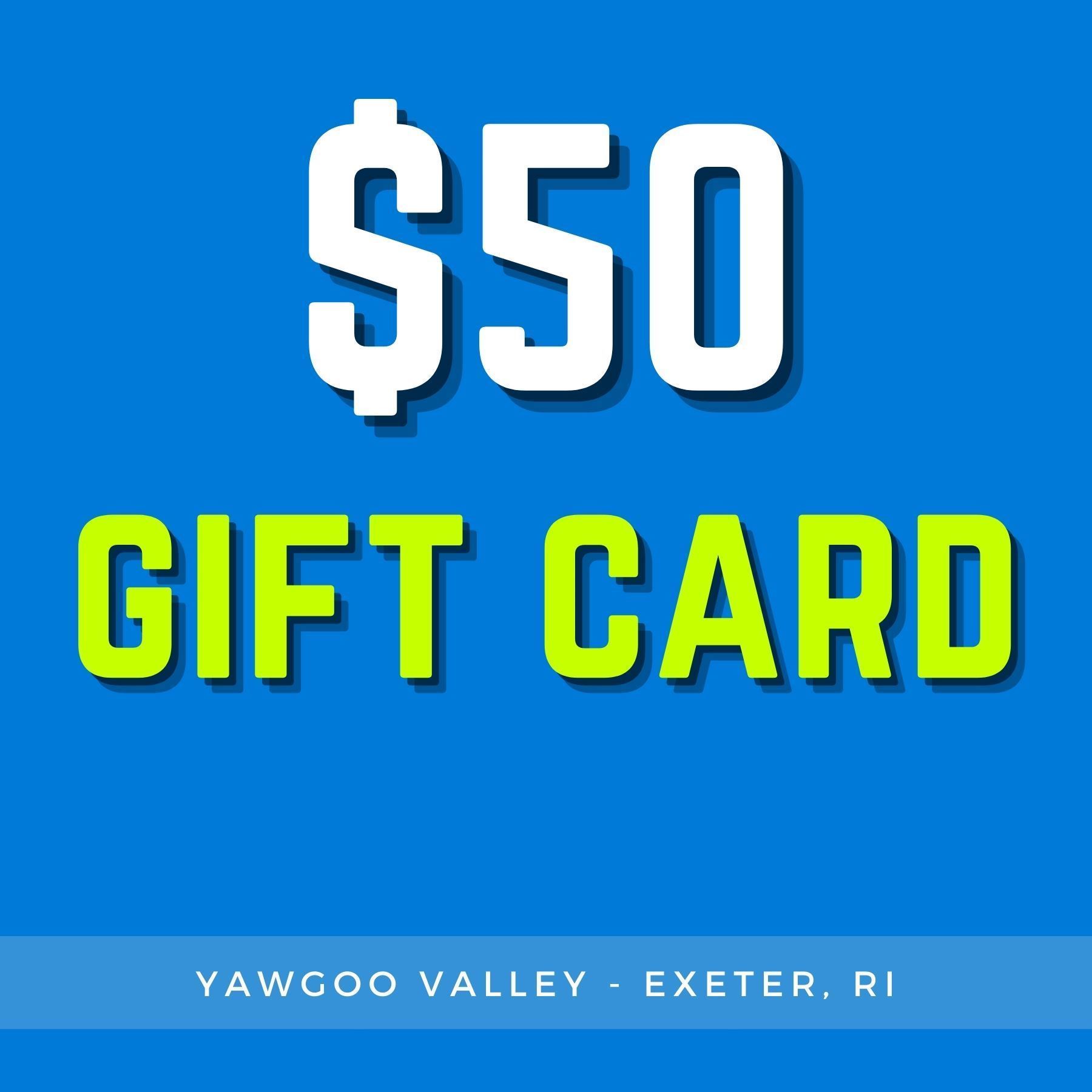 Yawgoo Valley Web Store Exeter, Rhode Island. 50 Gift Card